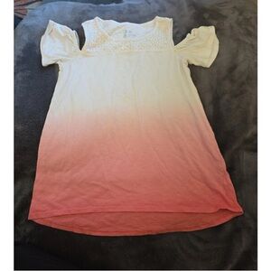 Jolie Cream and Coral Ombre Blouse